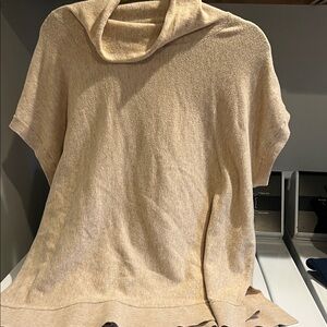 LOFT Cream Short-Sleeve Cowl Neck Sweater